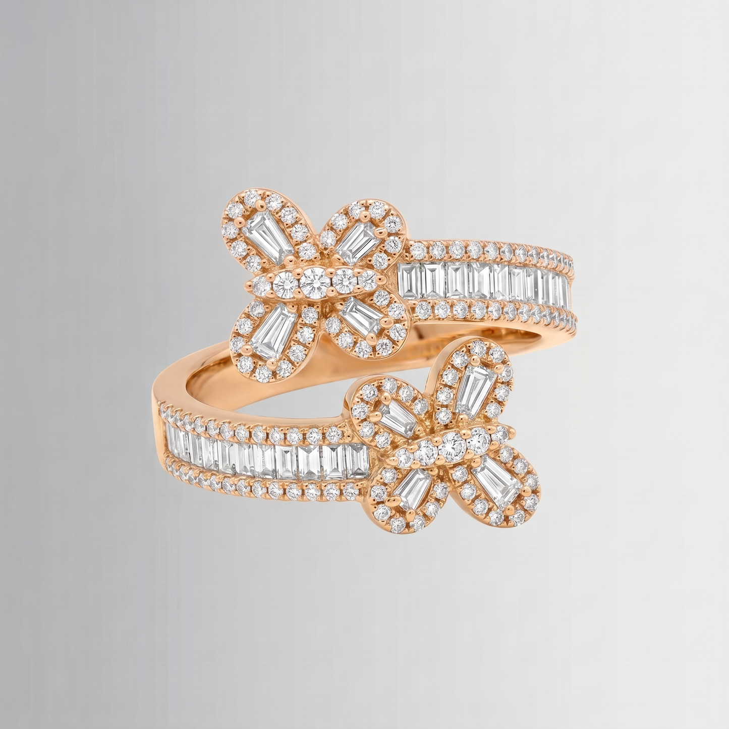 0.86 ctw diamond butterfly ring in 10K gold — render 1