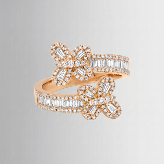 0.86 ctw diamond butterfly ring in 10K gold — render 1