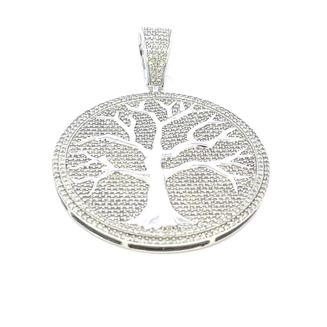 Family Tree Circle Diamond Pendant Second