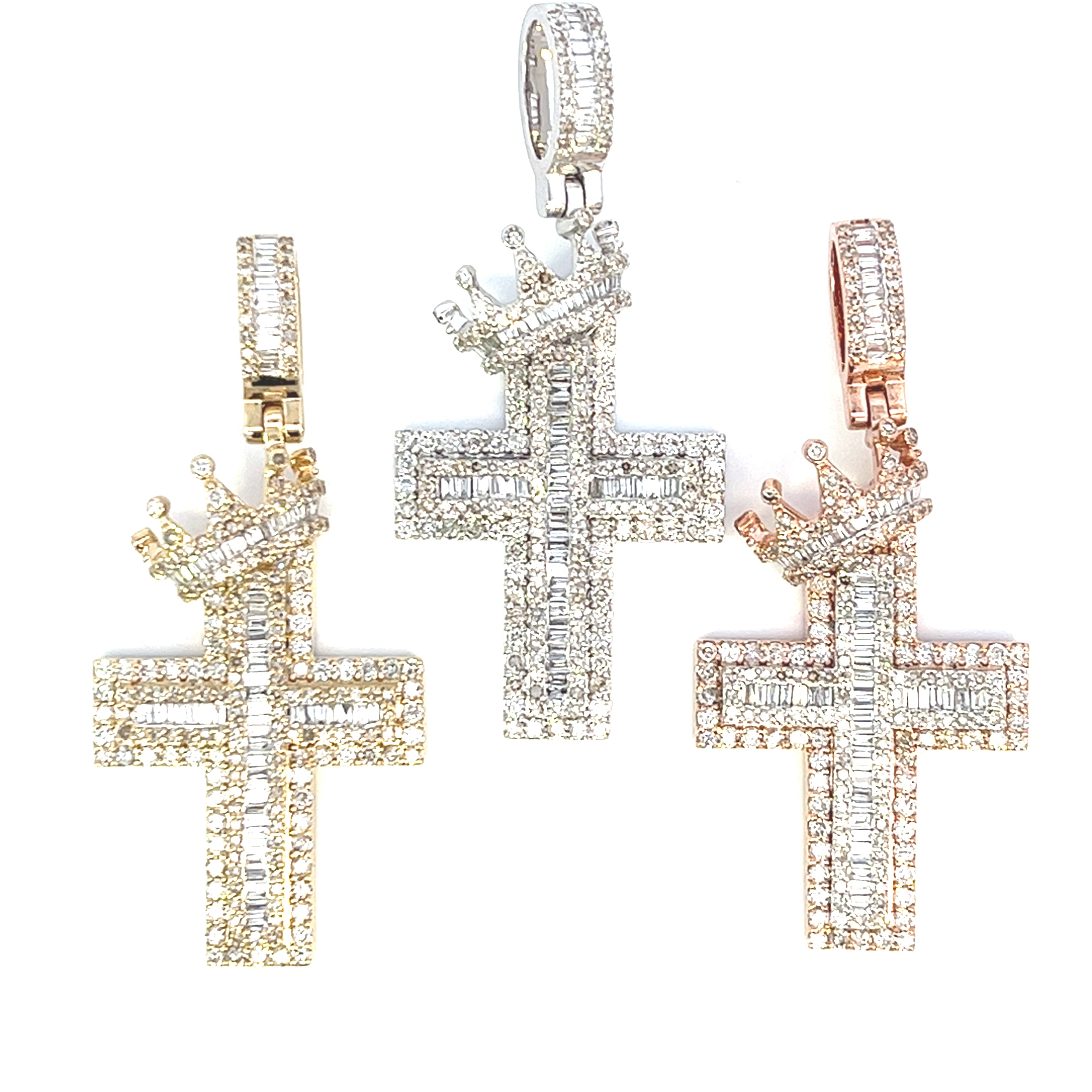 2.50CTW CROWN DIAMOND CROSS PENDANT