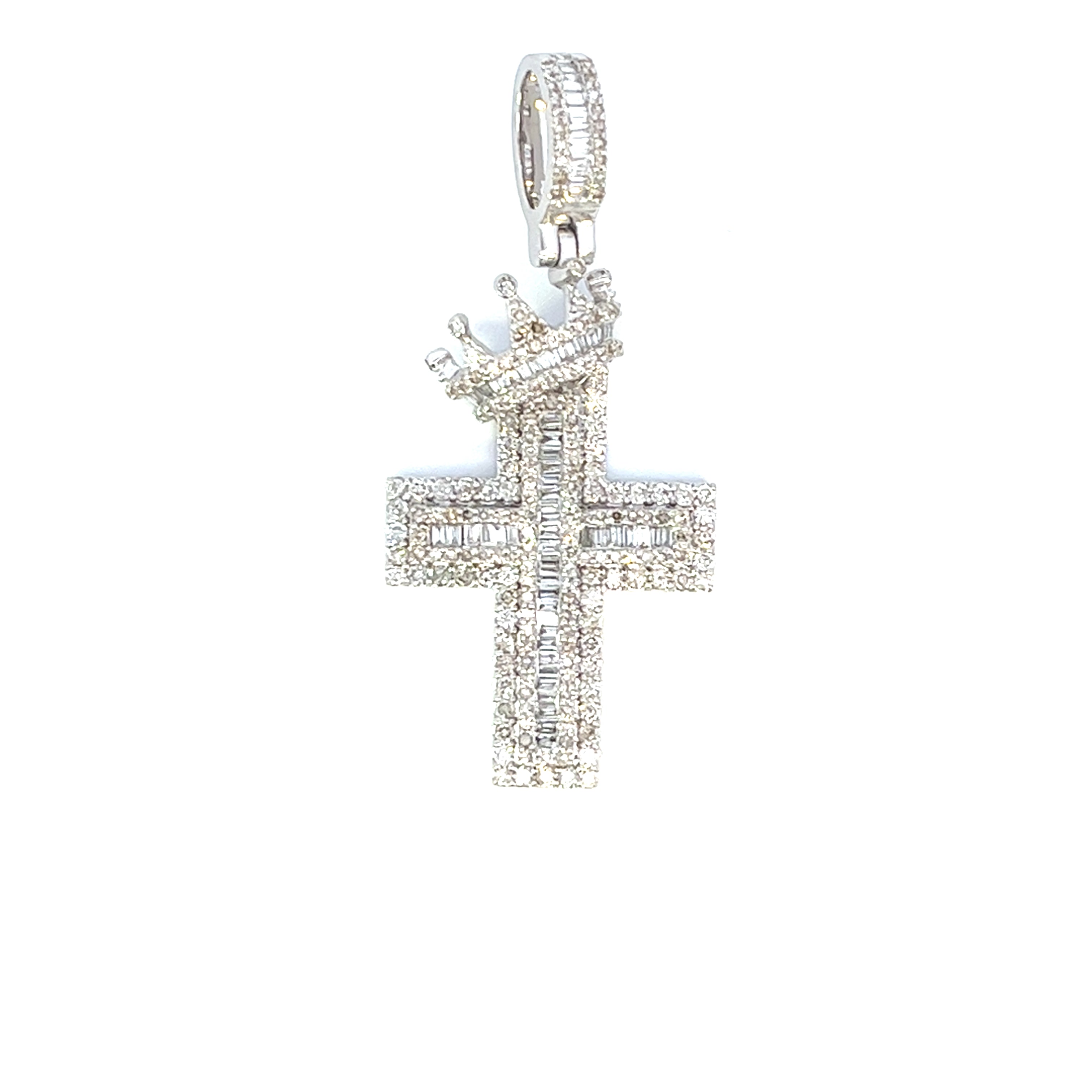 2.50CTW CROWN DIAMOND CROSS PENDANT