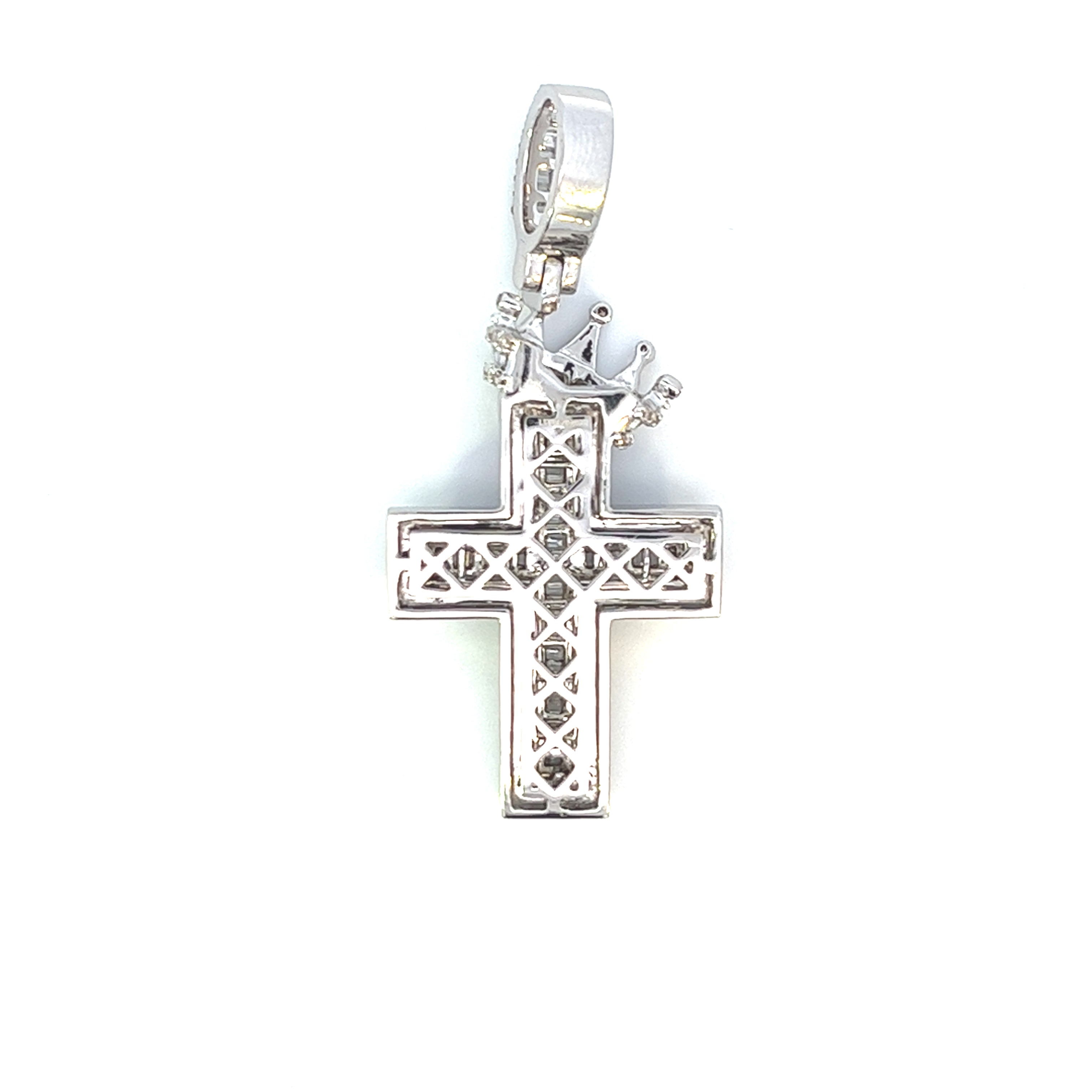 2.50CTW CROWN DIAMOND CROSS PENDANT