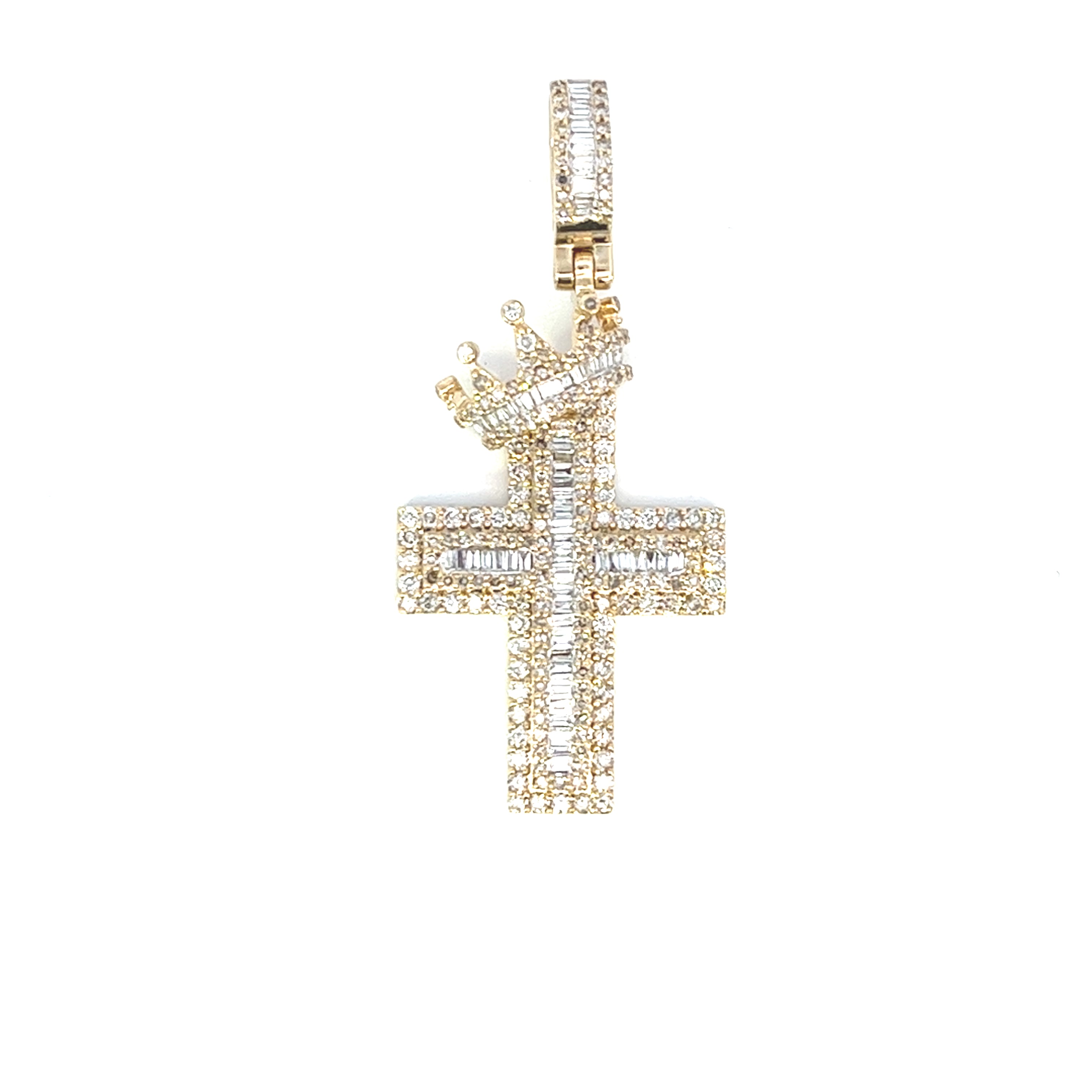 2.50CTW CROWN DIAMOND CROSS PENDANT