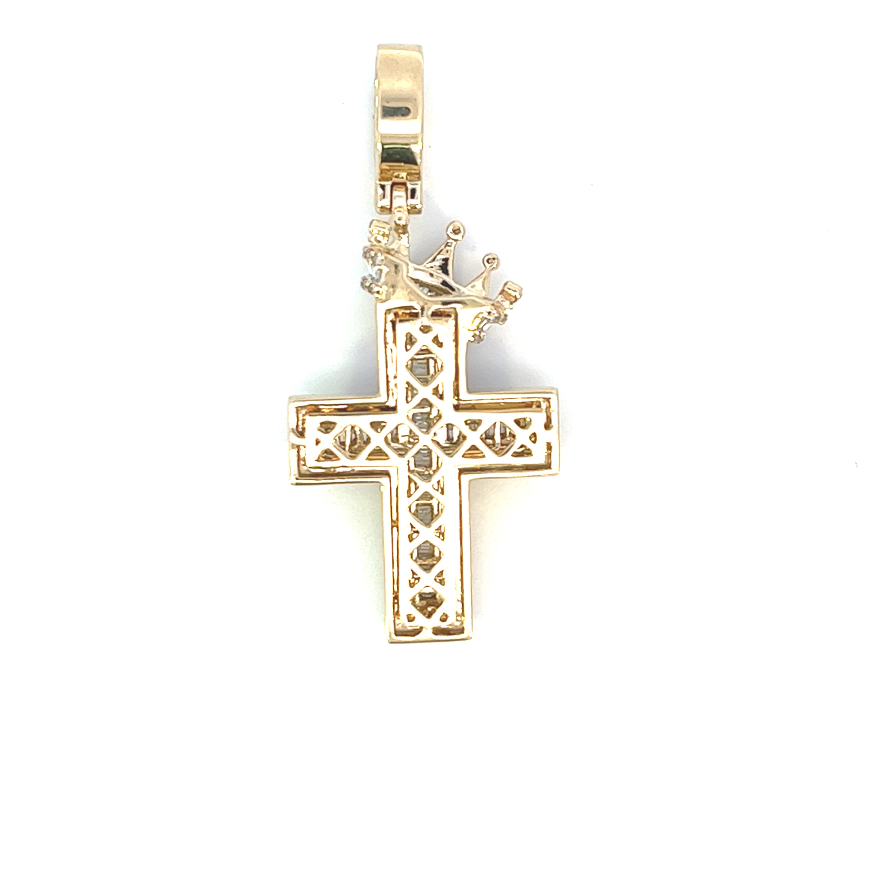 2.50CTW CROWN DIAMOND CROSS PENDANT