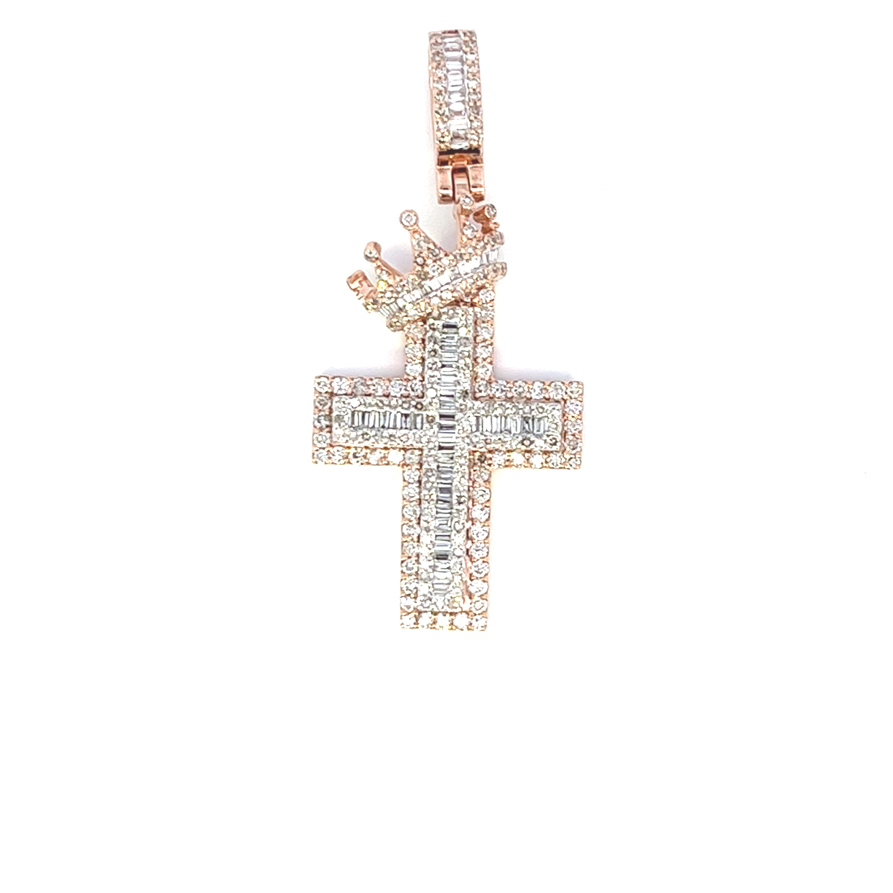 2.50CTW CROWN DIAMOND CROSS PENDANT