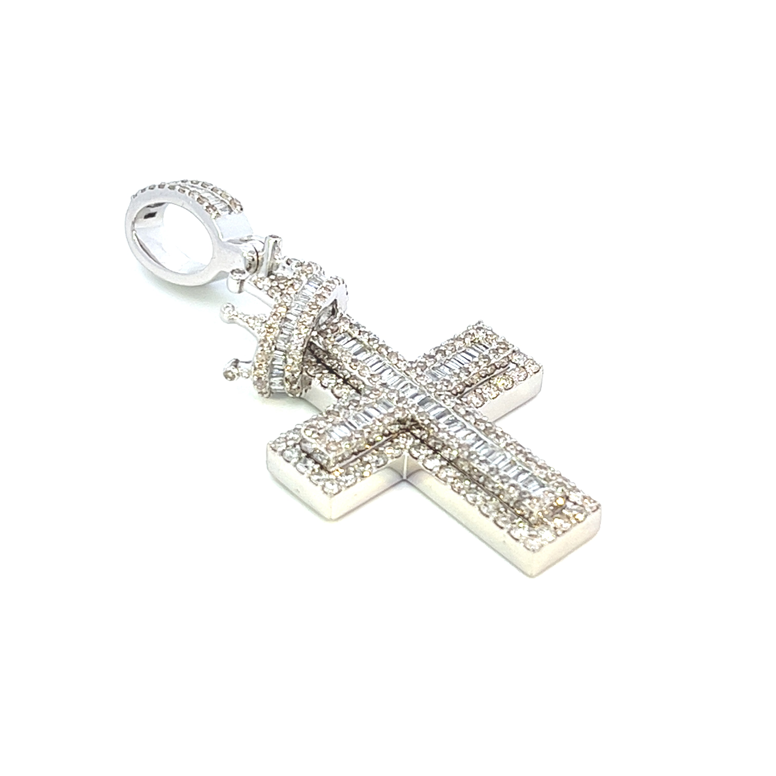 2.50CTW CROWN DIAMOND CROSS PENDANT