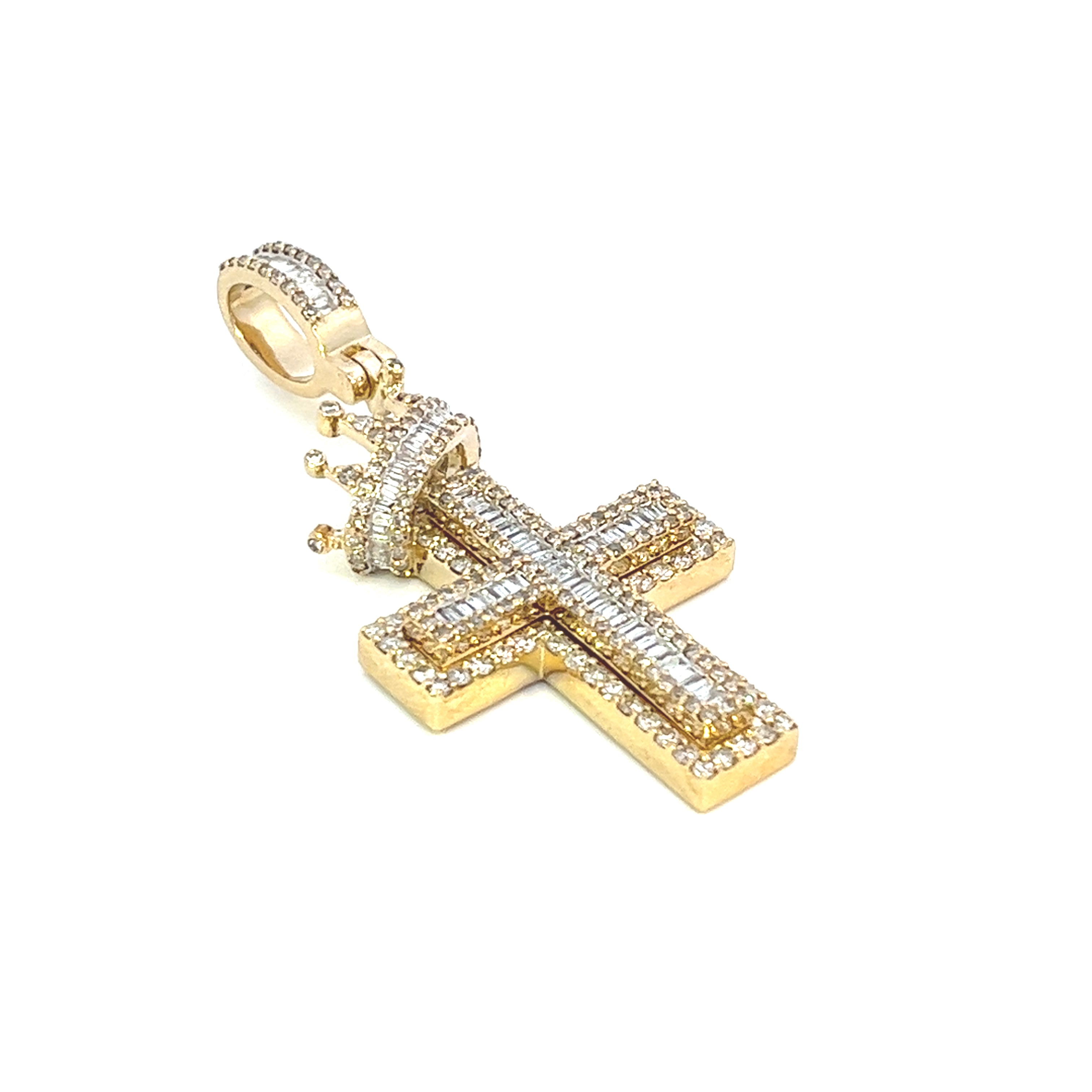 2.50CTW CROWN DIAMOND CROSS PENDANT