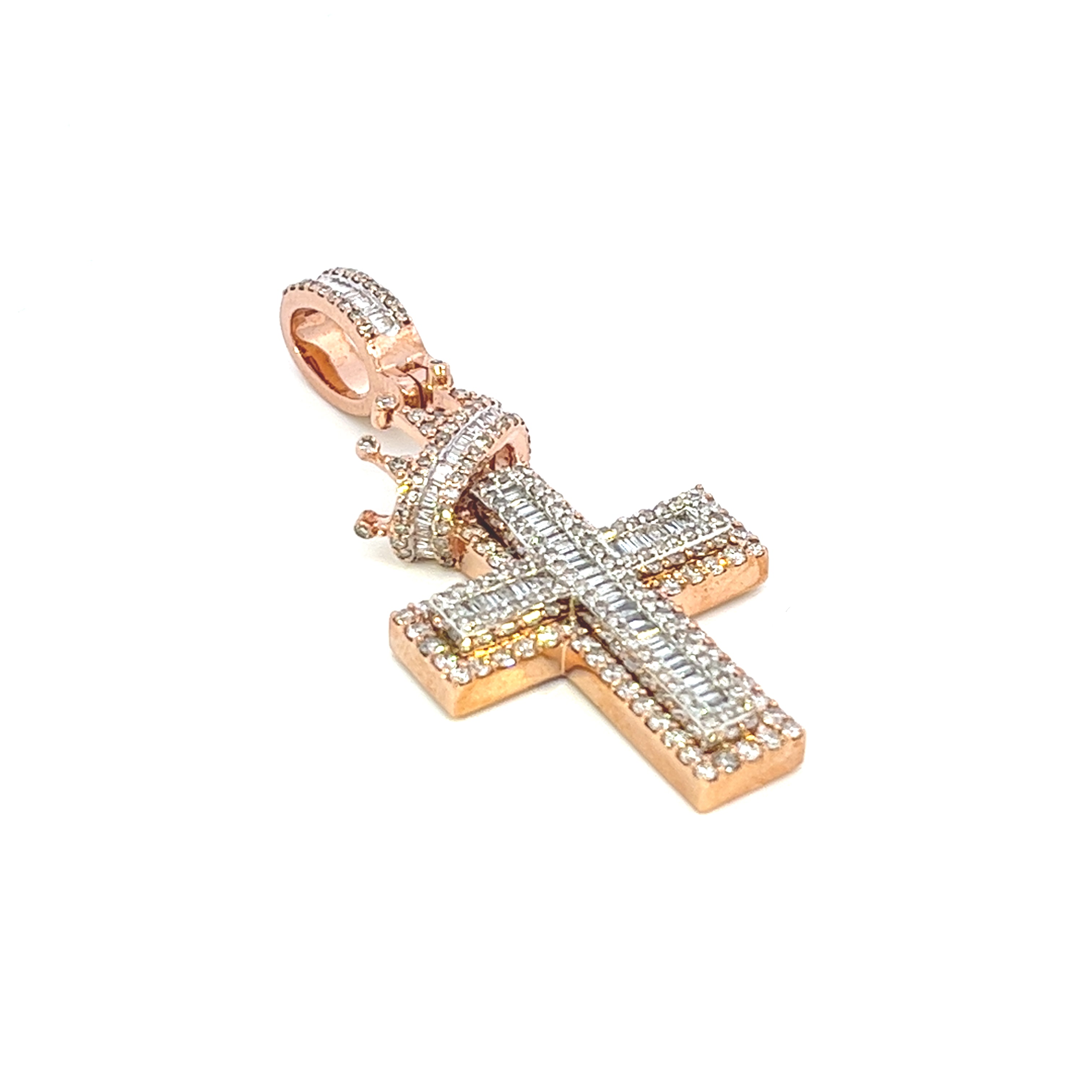 2.50CTW CROWN DIAMOND CROSS PENDANT