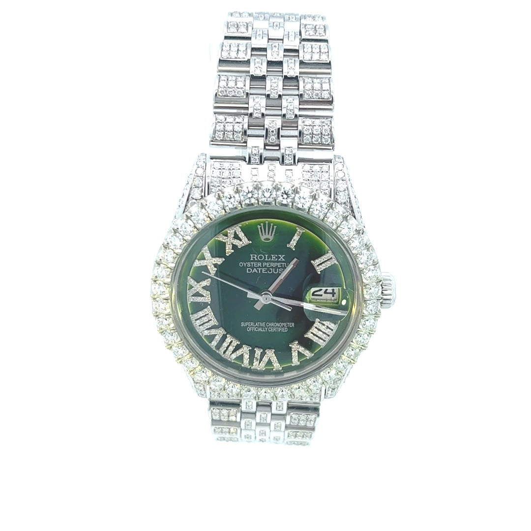 36MM DIAMOND ROLEX DATEJUST GREEN DIAL