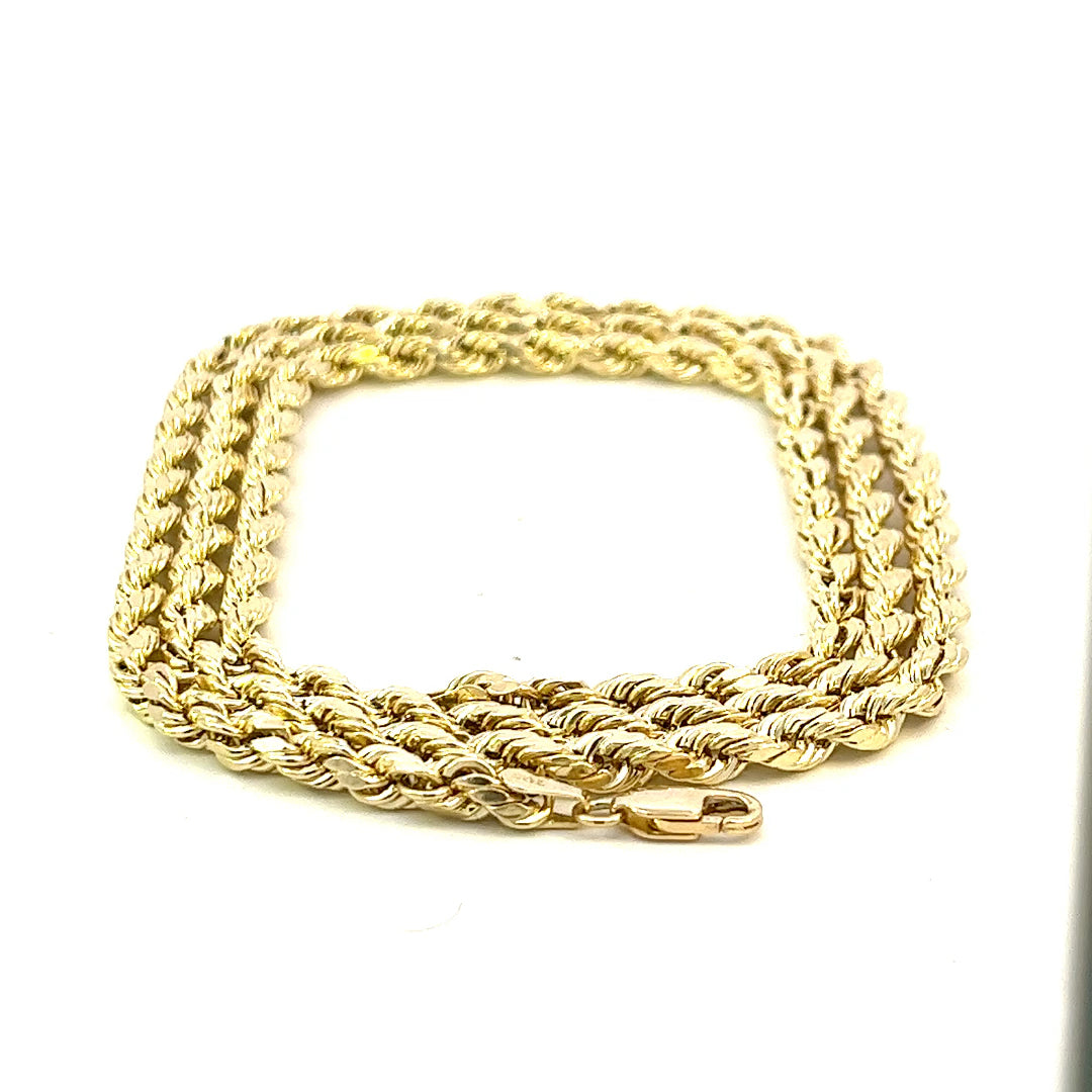 4.0MM YELLOW GOLD 10K ROPE CHAIN