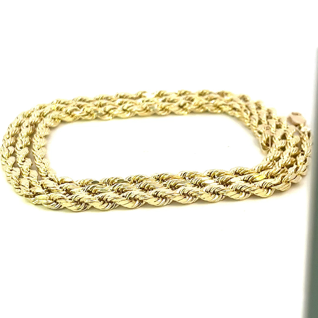 4.0MM YELLOW GOLD 10K ROPE CHAIN