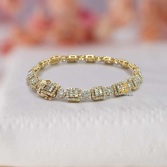 Baguette and Flower Designer Bracelet First