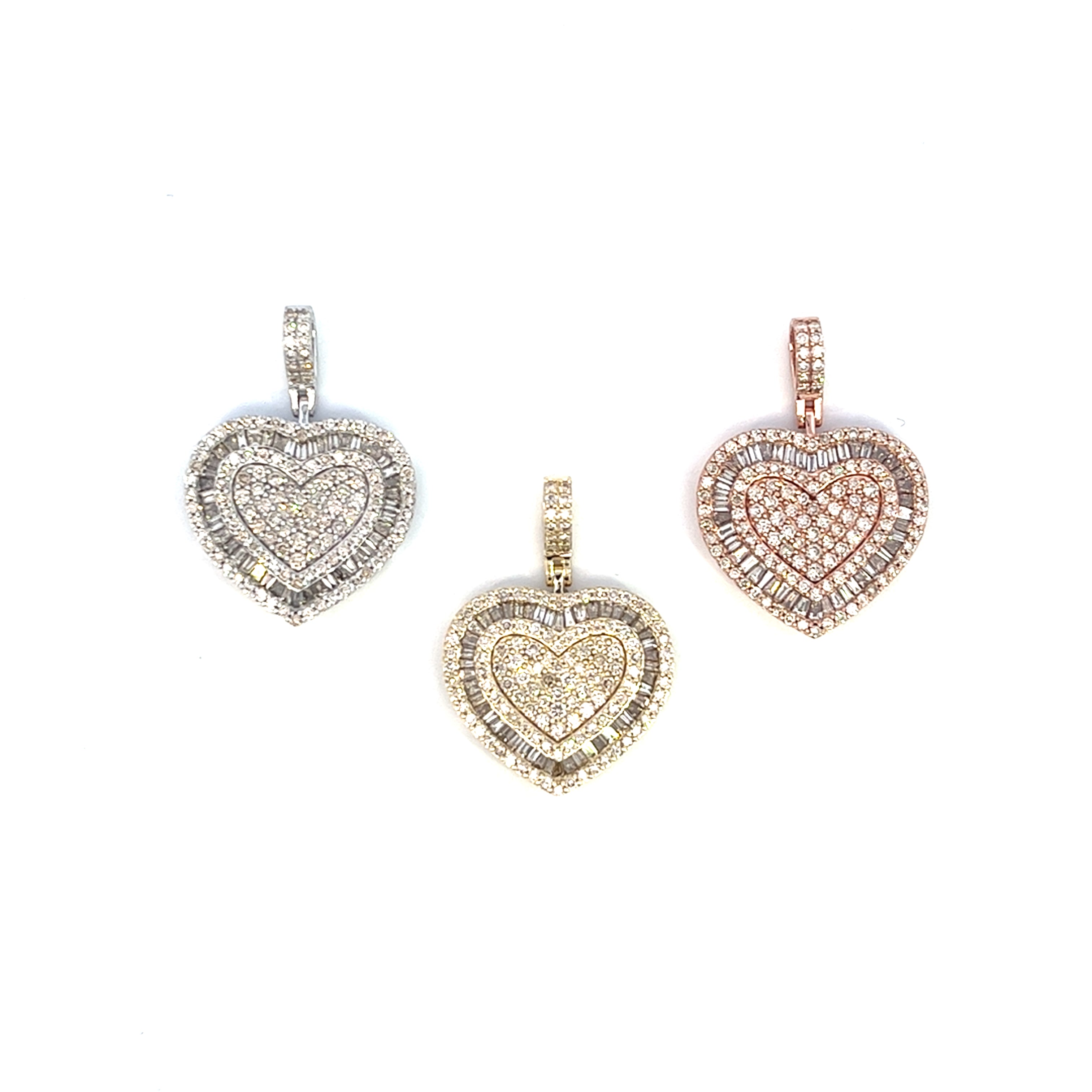 1.5CTW BAGUETTE HEART DIAMOND PENDANT