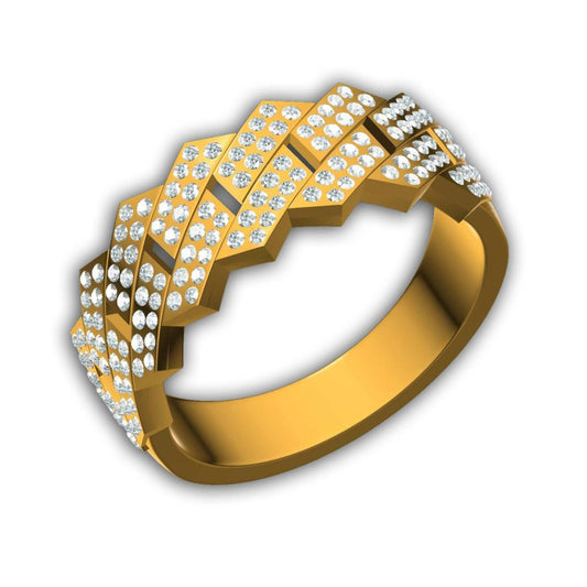 8mm Wide Cuban Link Chain Diamond Ring