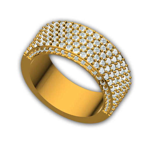 Diamond 5 Row Mens Wedding Ring Band