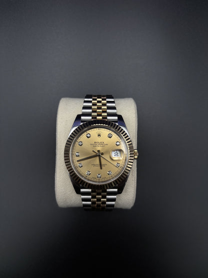 Rolex Datejust 41mm 126333 Two-Tone Gold Diamond Dial Fluted Jubilee 2018 — Pre-Owned