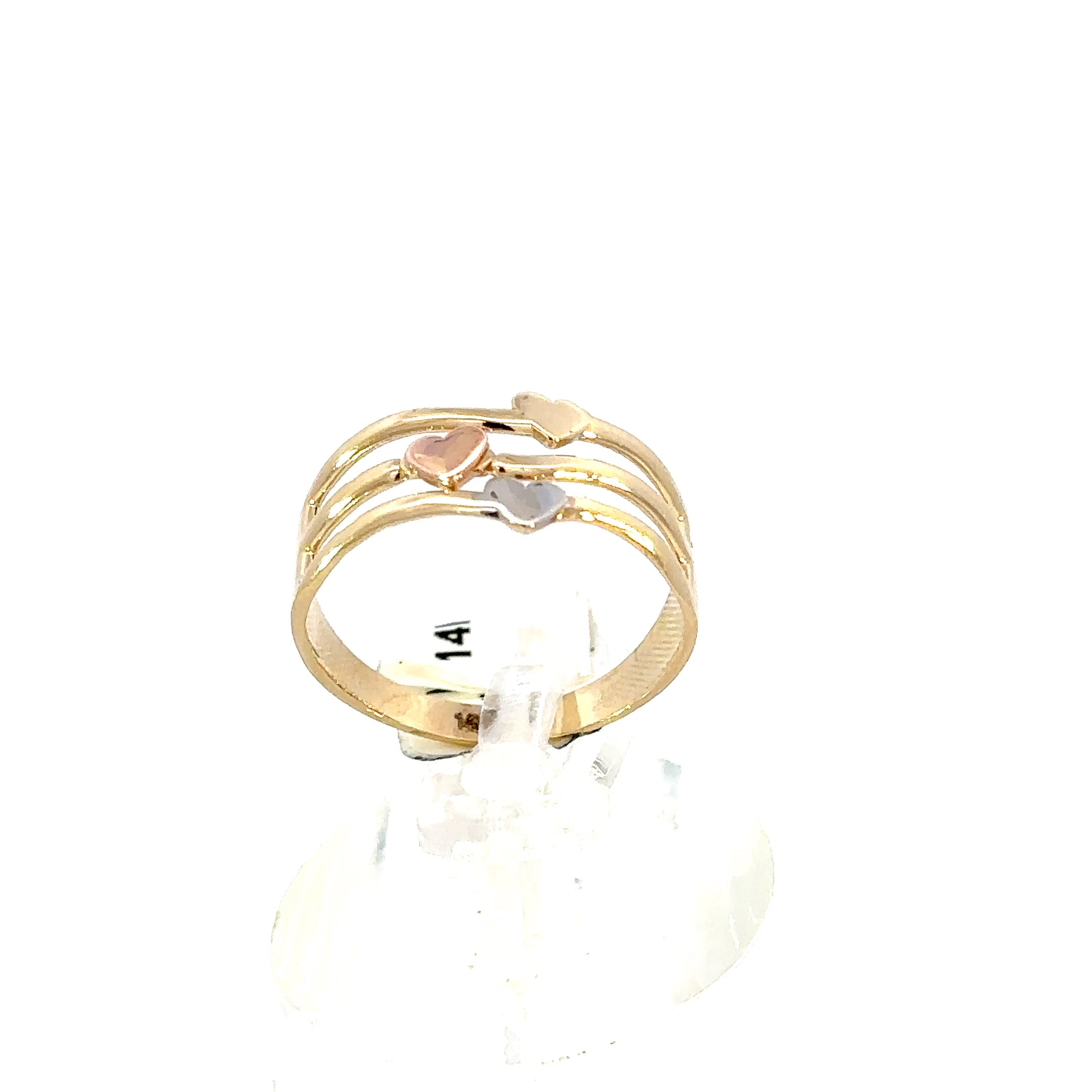 14K GOLD 3 HEARTS RING