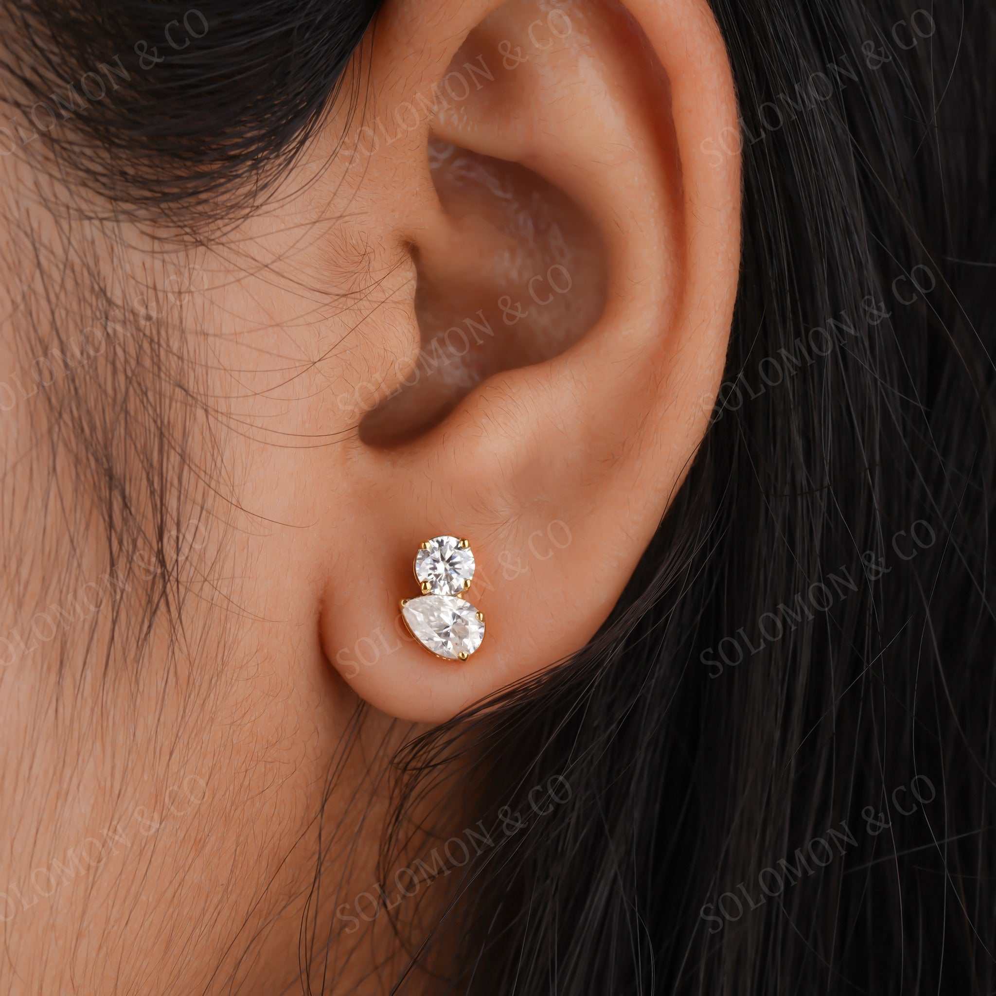 Toi Et Moi Marquise And Round Moissanite Stud Earrings Six