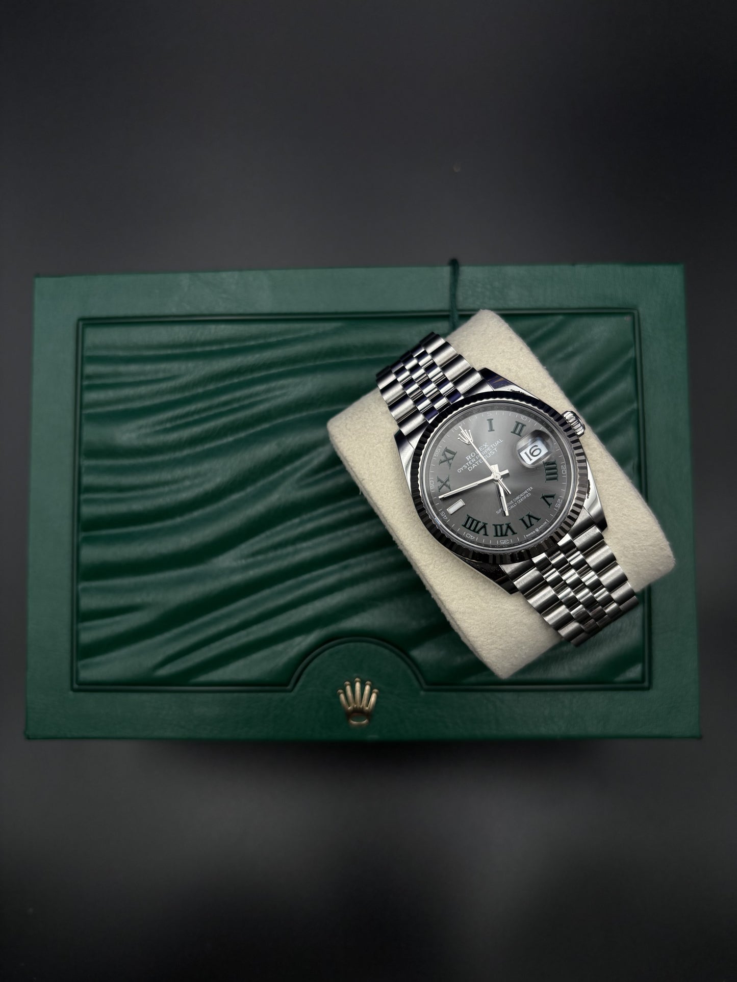 Rolex Datejust 36mm 126234 Steel Slate Grey Wimbledon Dial Fluted Jubilee — Pre-Owned