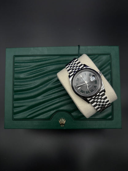Rolex Datejust 36mm 126234 Steel Slate Grey Wimbledon Dial Fluted Jubilee — Pre-Owned