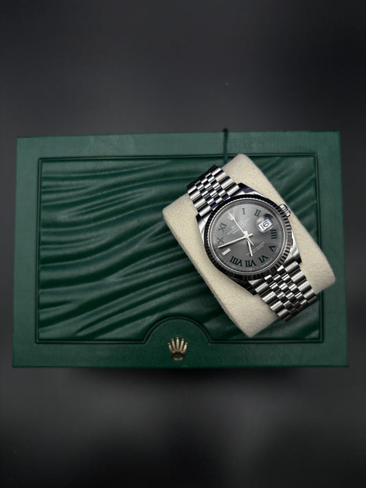 Rolex Datejust 36mm 126234 Steel Slate Grey Wimbledon Dial Fluted Jubilee — Pre-Owned