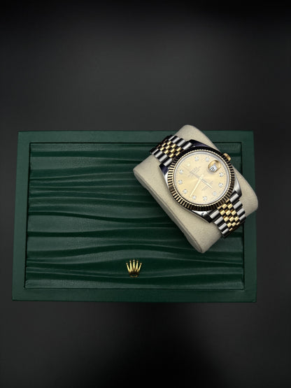 Rolex Datejust 41mm 126333 Two-Tone Gold Diamond Dial Fluted Jubilee 2018 — Pre-Owned
