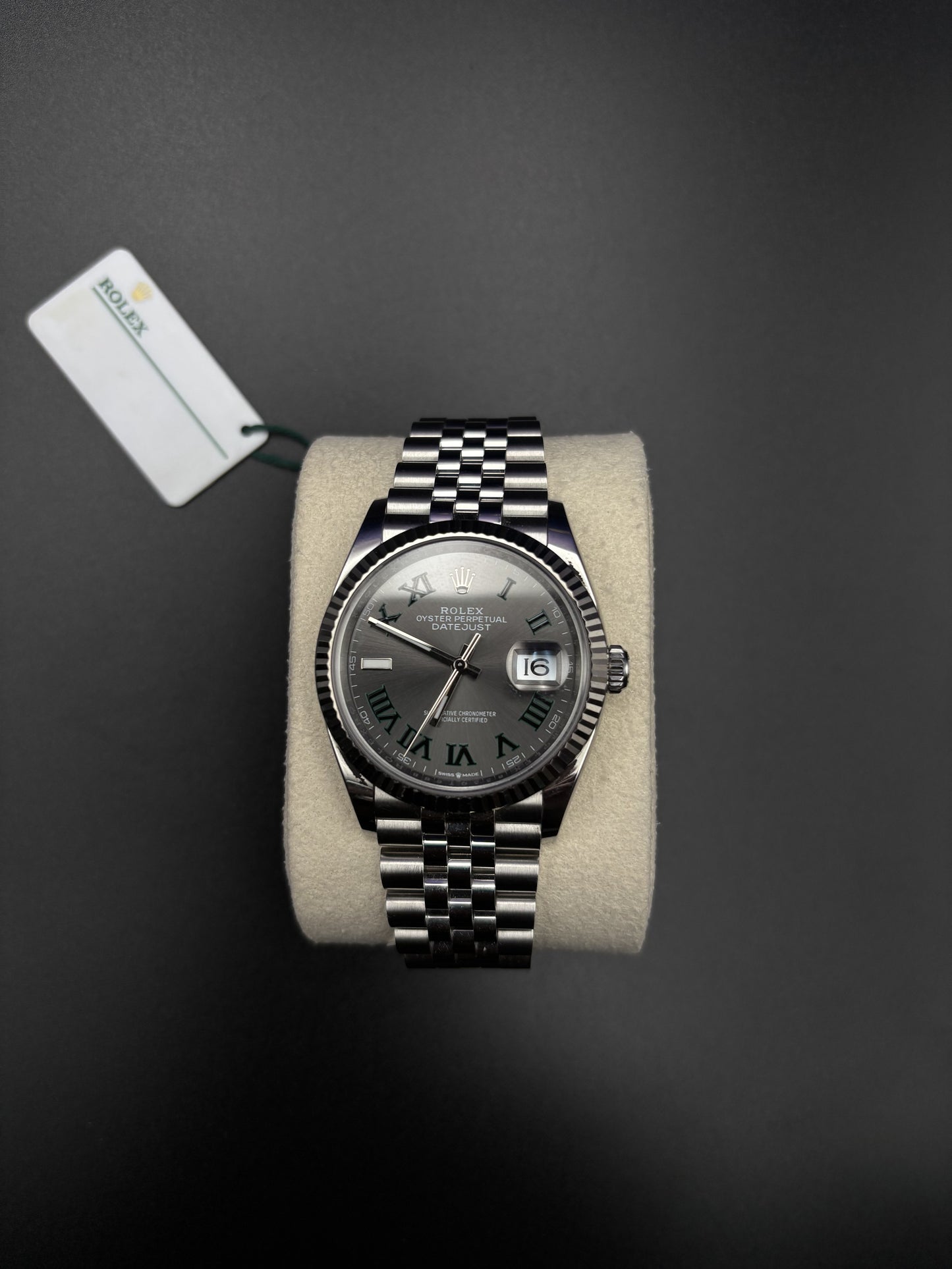 Rolex Datejust 36mm 126234 Steel Slate Grey Wimbledon Dial Fluted Jubilee — Pre-Owned