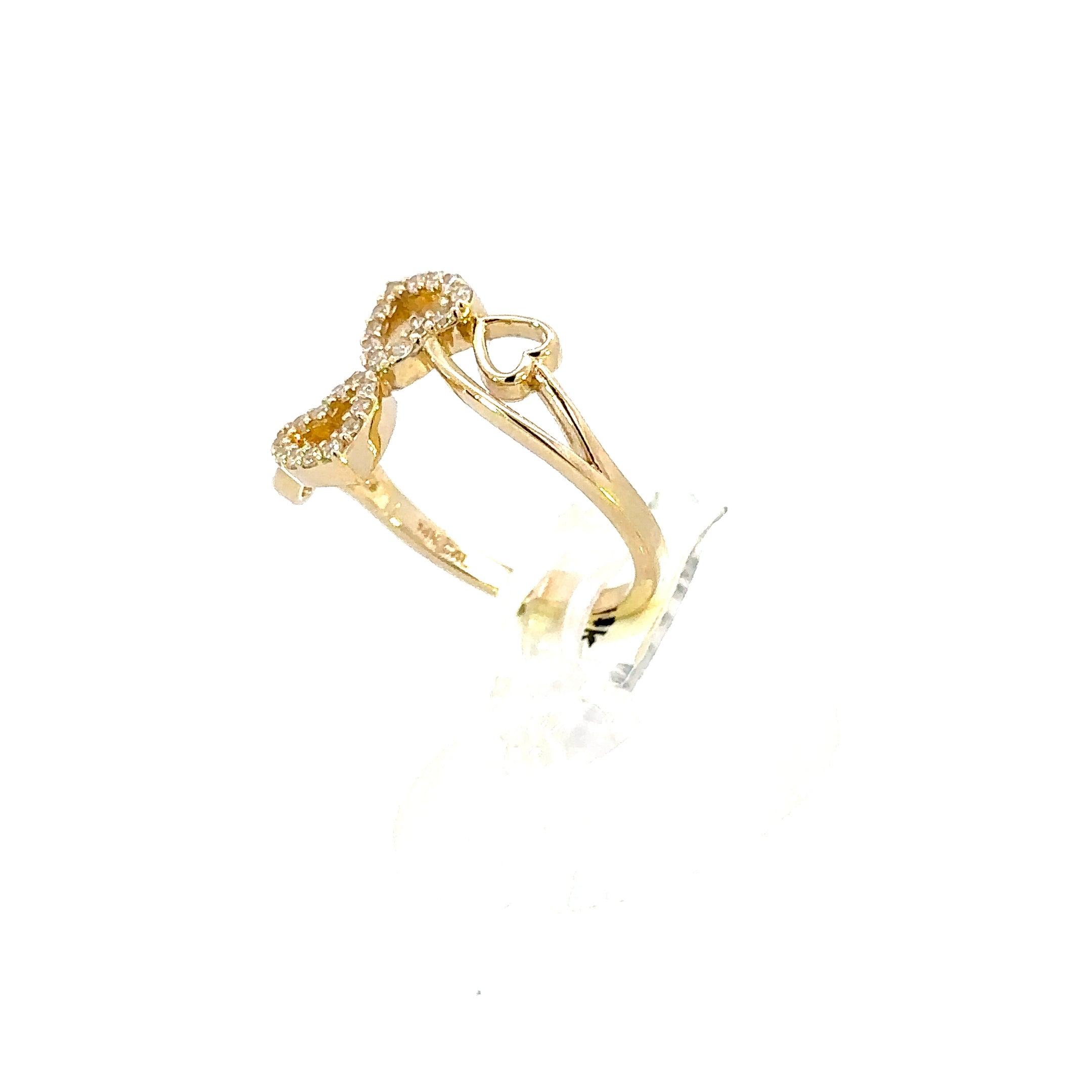 14K GOLD C.Z 4 HEARTS RING