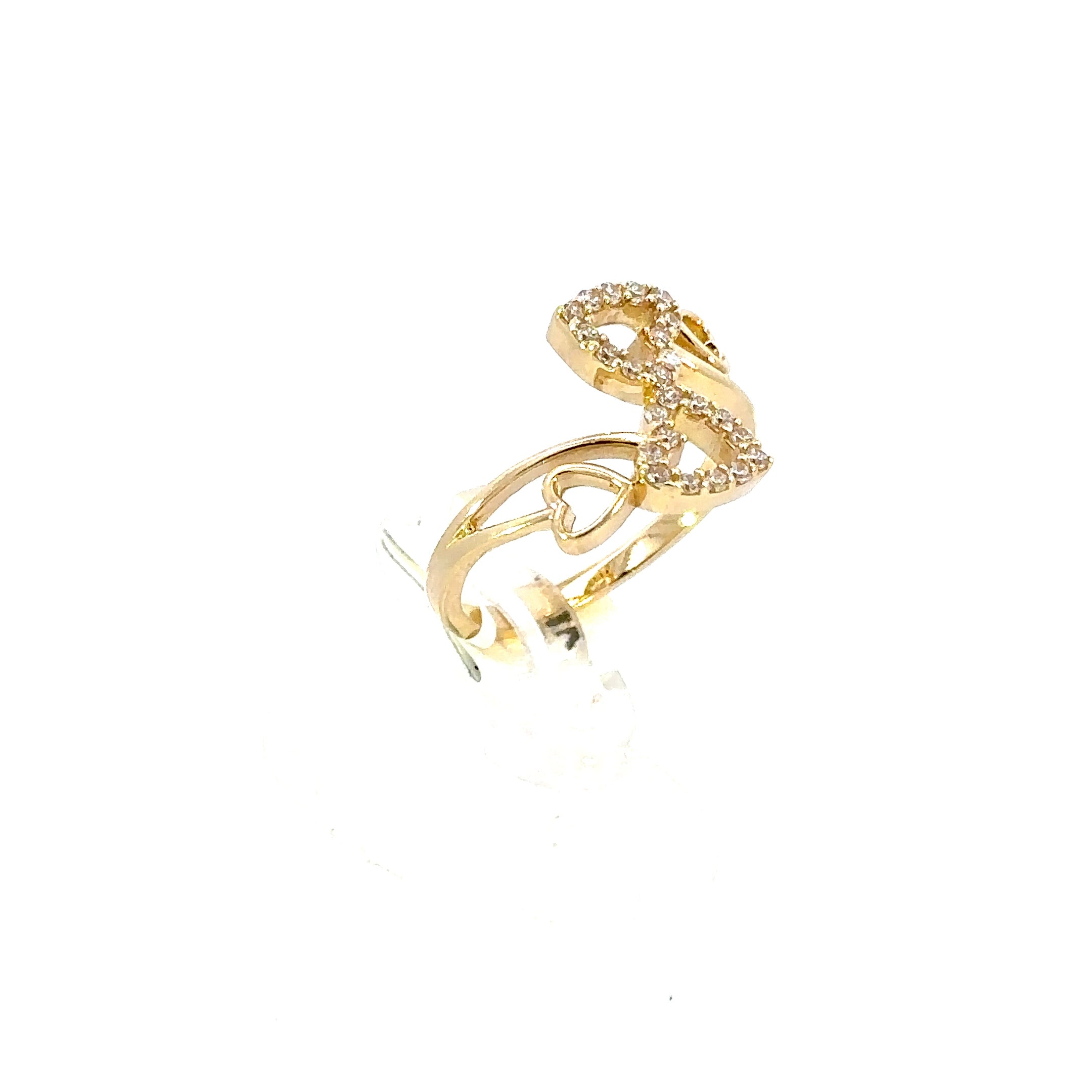 14K GOLD C.Z 4 HEARTS RING