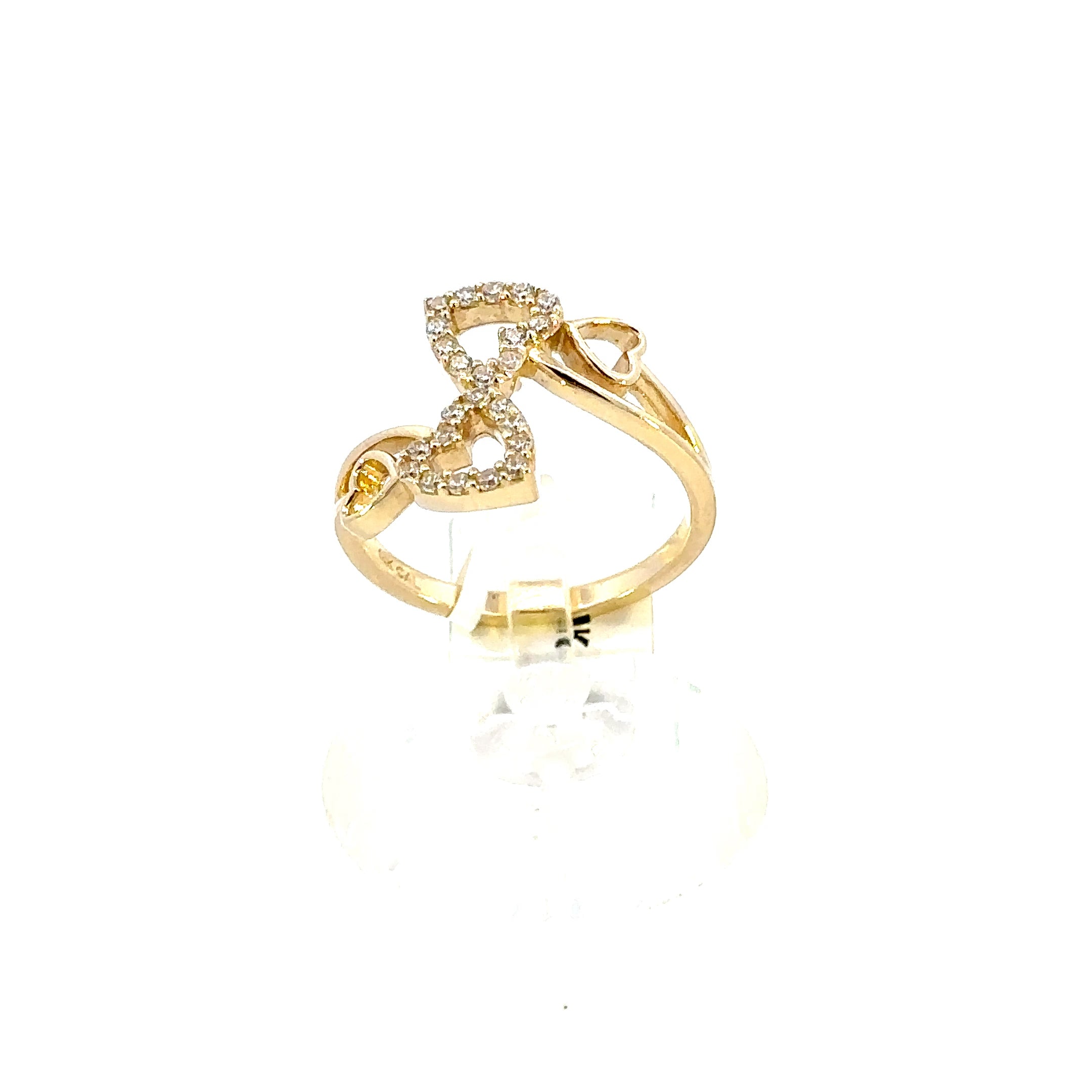 14K GOLD C.Z 4 HEARTS RING