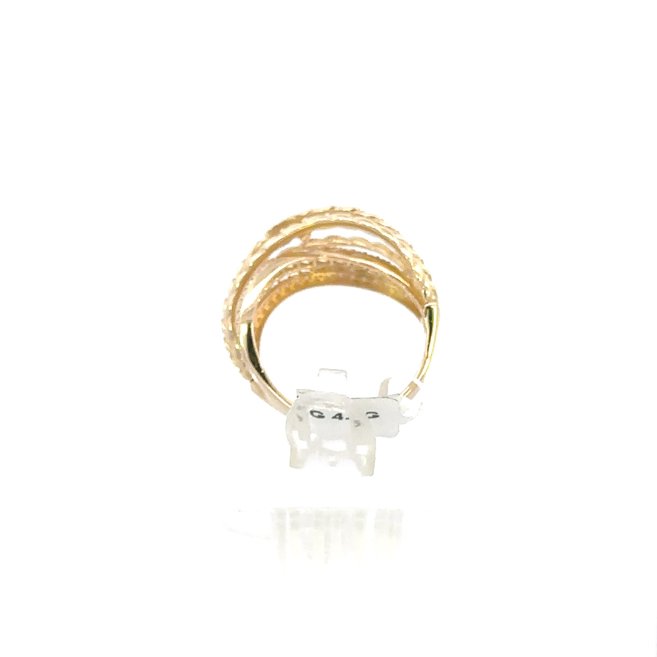 14K GOLD CZ ROPE TWISTED CROSSOVER RING