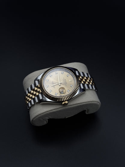 Rolex Datejust 41mm 126333 Two-Tone Gold Diamond Dial Fluted Jubilee 2018 — Pre-Owned