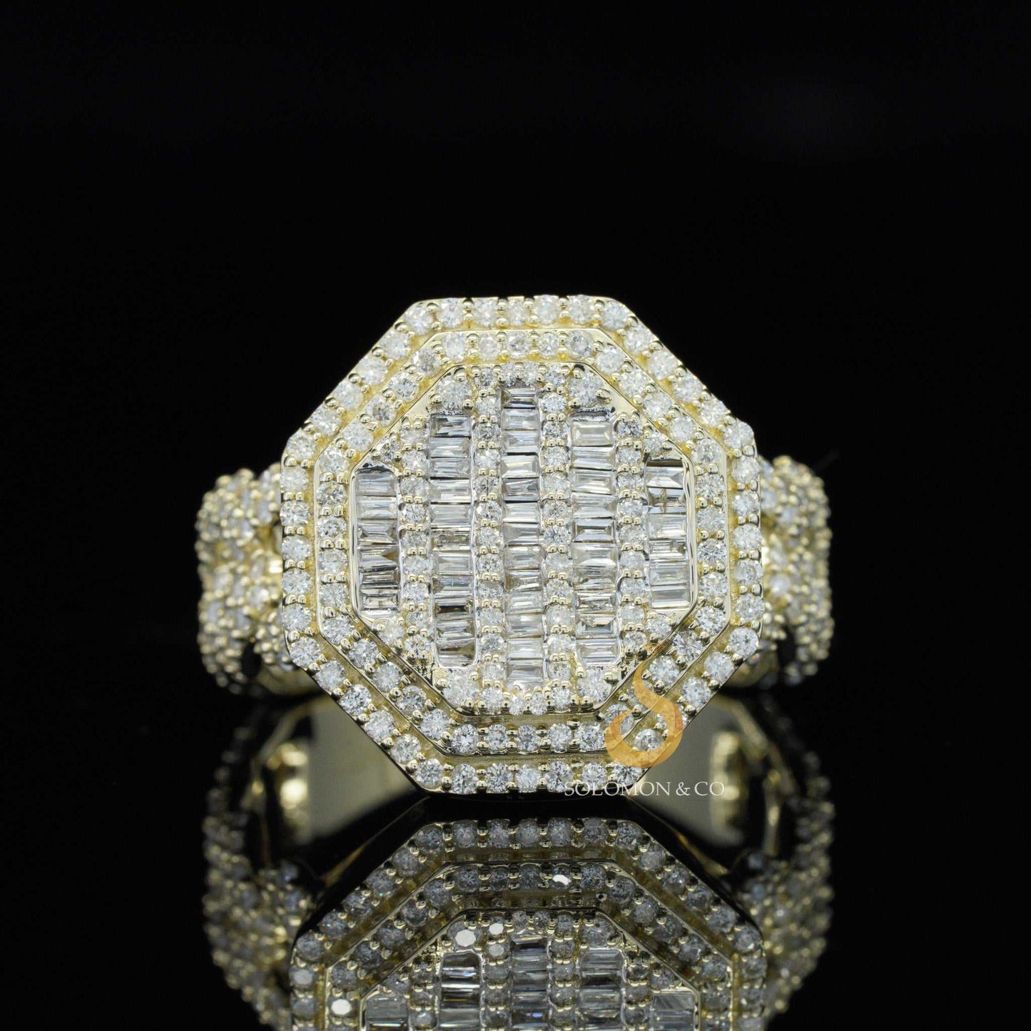 Wide Miami Cuban link Chain Iced Out Mens Ring