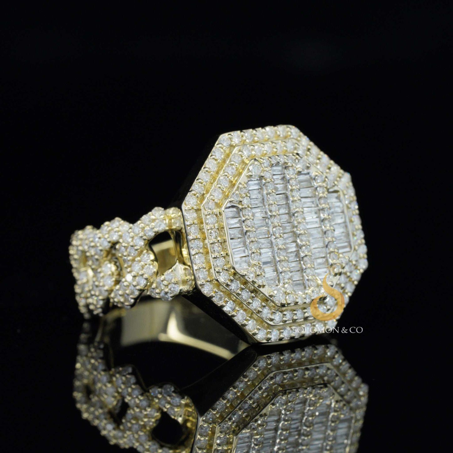 Wide Miami Cuban link Chain Iced Out Mens Ring