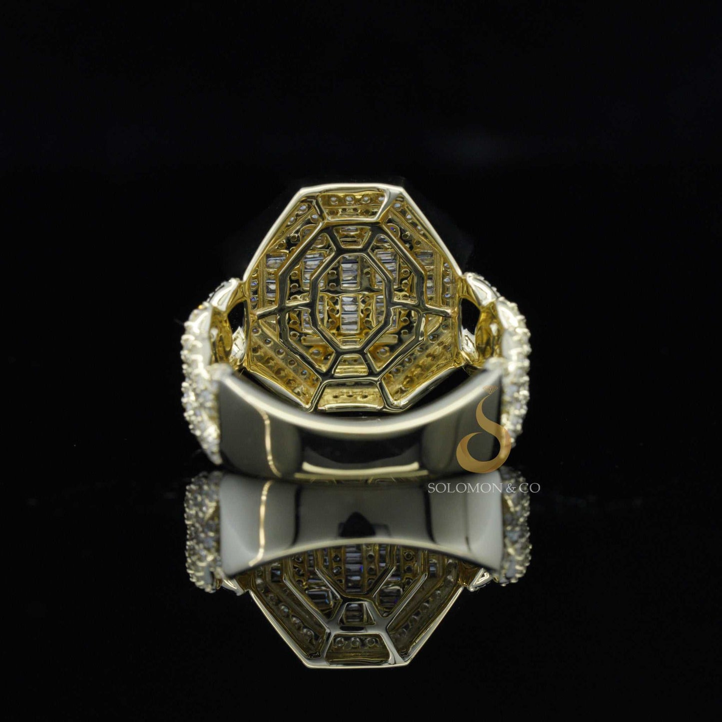 Wide Miami Cuban link Chain Iced Out Mens Ring
