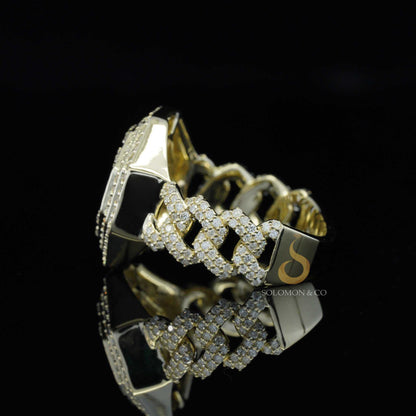 Wide Miami Cuban link Chain Iced Out Mens Ring