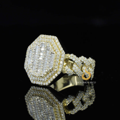 Wide Miami Cuban link Chain Iced Out Mens Ring