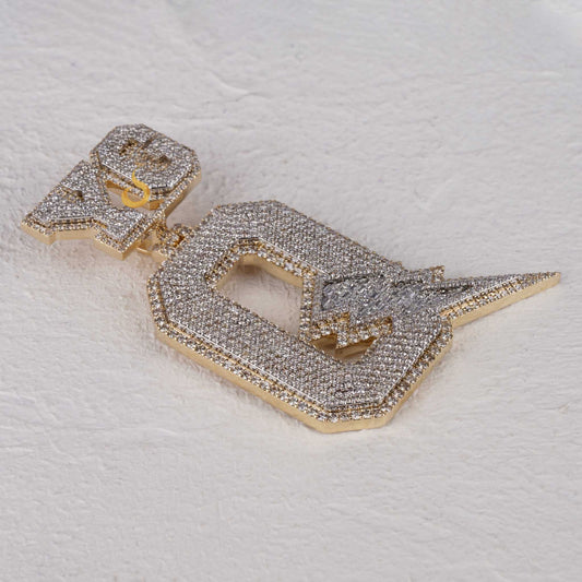 Custom YG Q Lightning Bolt Round Diamond Hip Hop Pendant