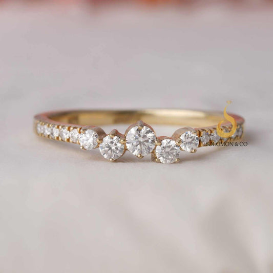 Dainty Round Cluster Womens Wedding Ring