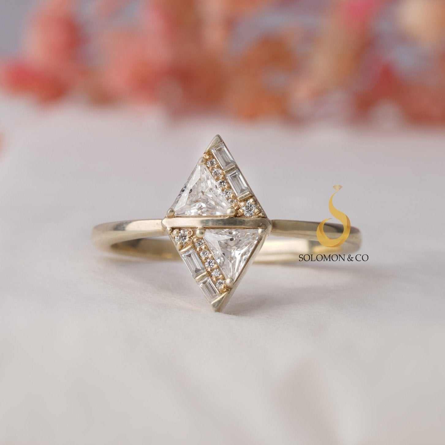 Unique Kite Shaped Solitaire Ring First