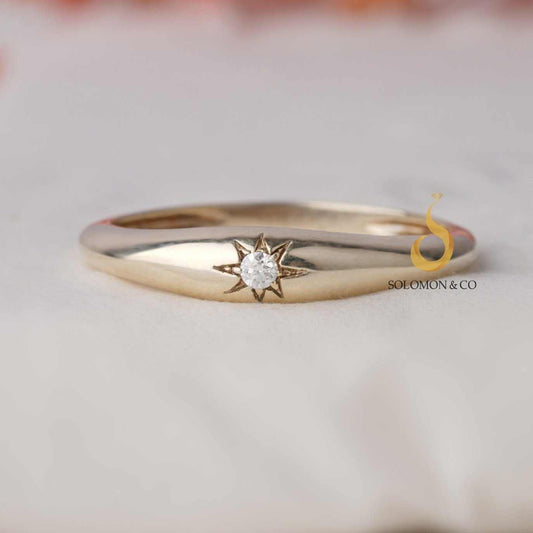 Star Engraved Celestial Ring First 