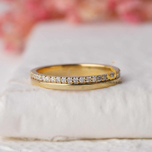 Round Shape Wide Half Eternity Pave Wedding Ring First 