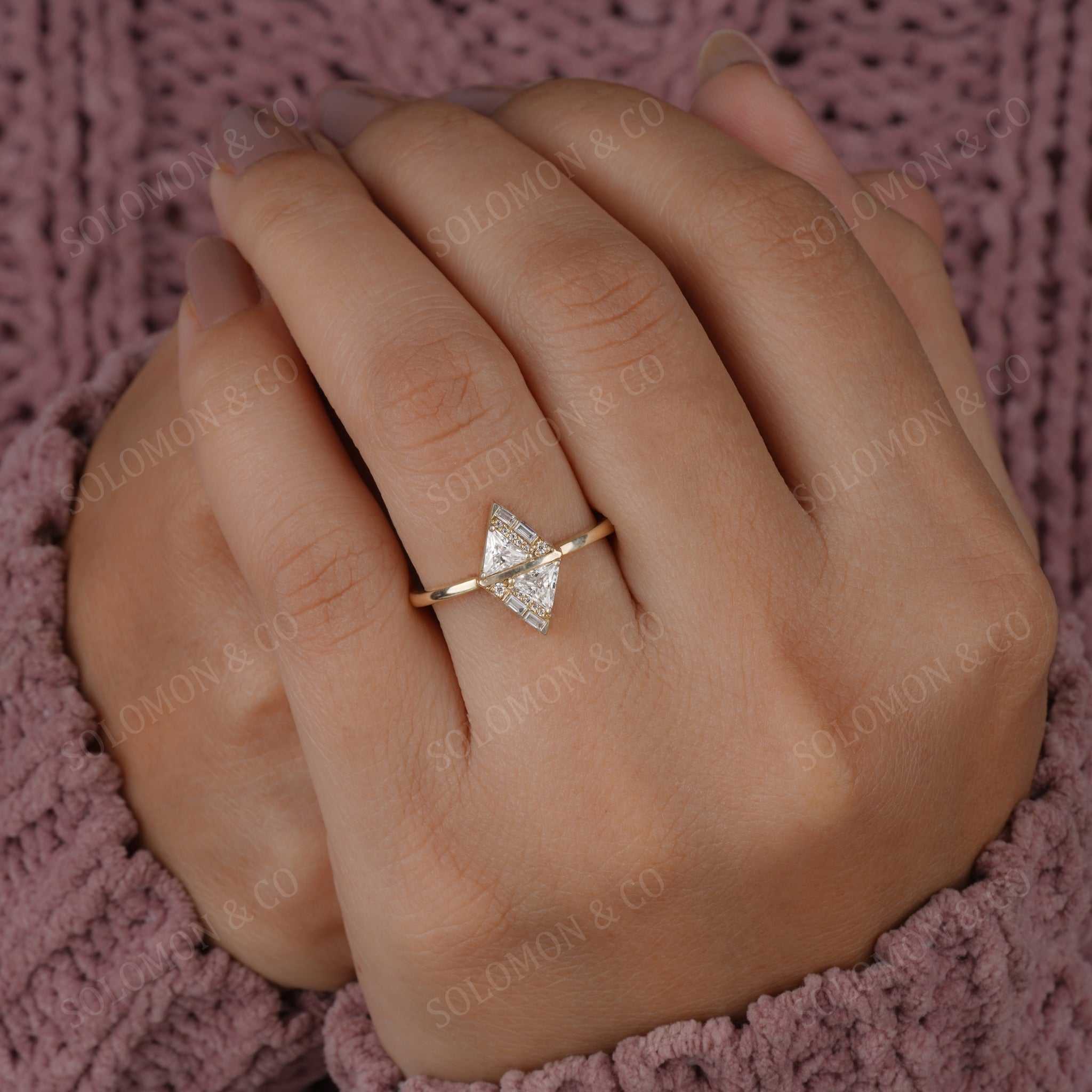 Unique Kite Shaped Solitaire Ring Seven