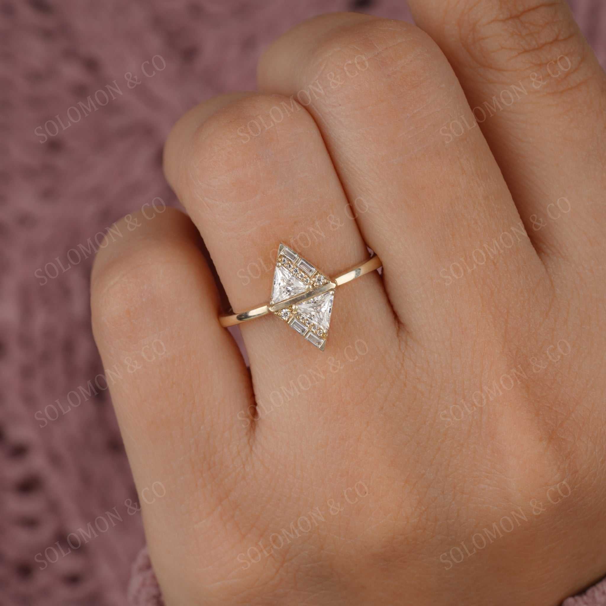 Unique Kite Shaped Solitaire Ring Second