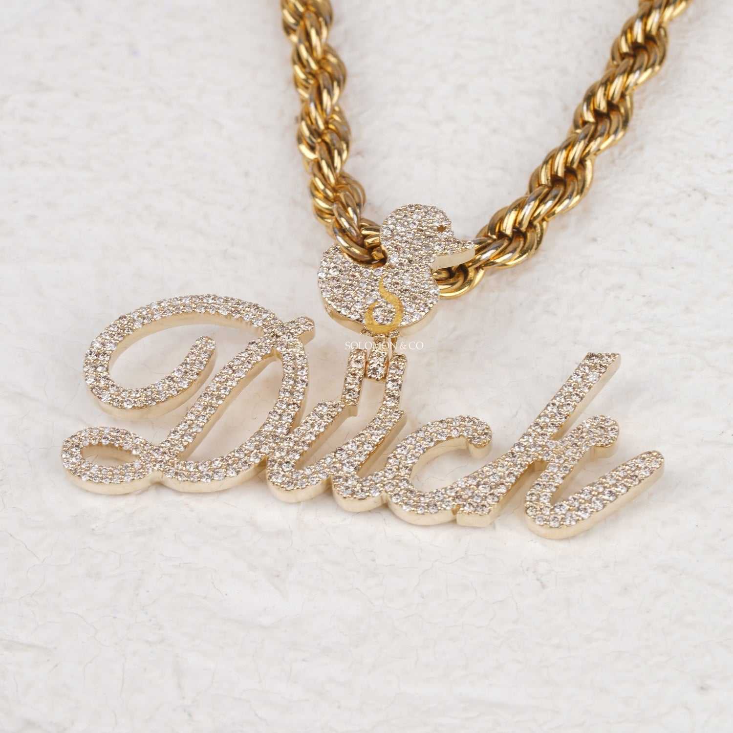 Duck Iced Out Moissanite Round Cut Custom Name Hip Hop Pendant Third