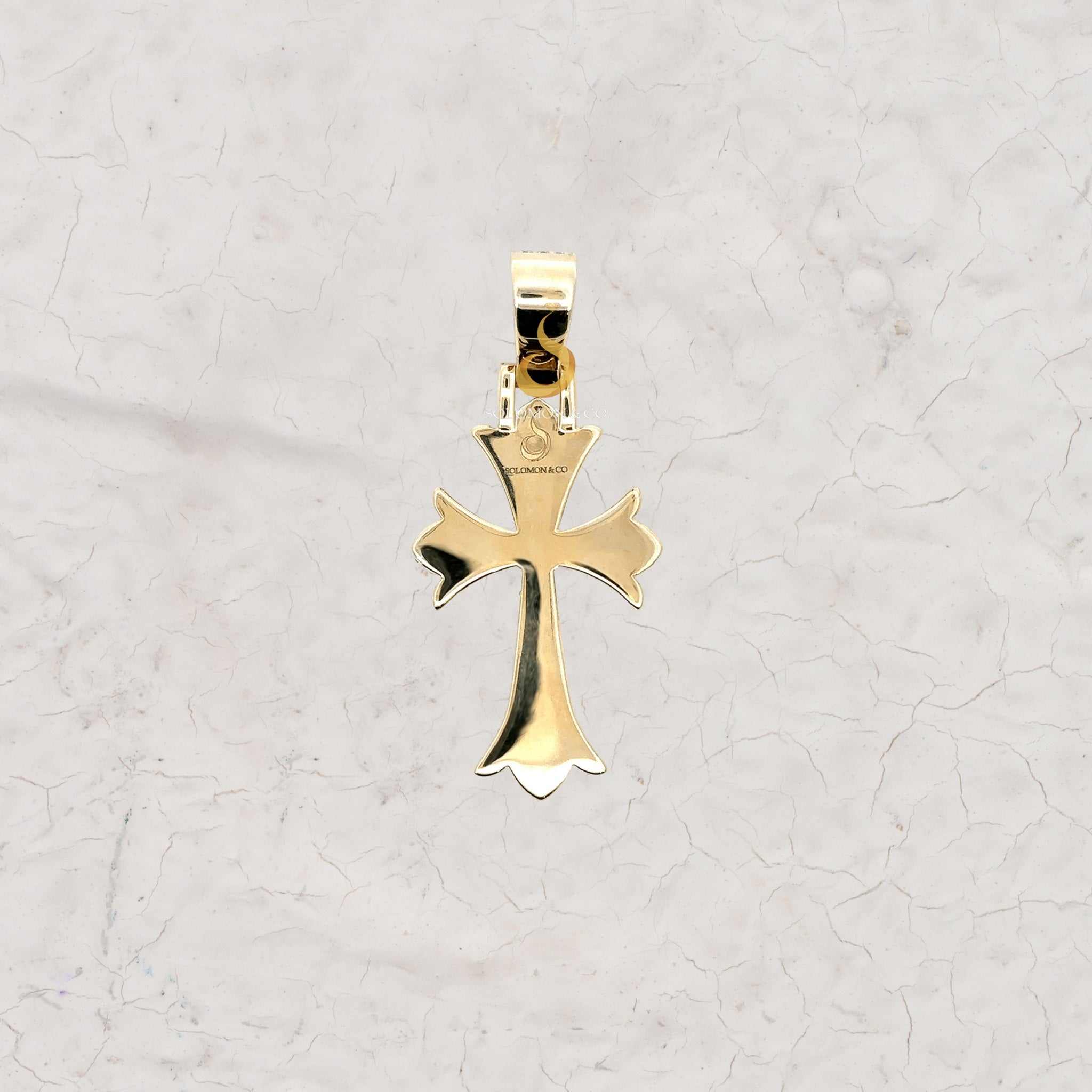 Two Toned Round Diamond Cross Pendant