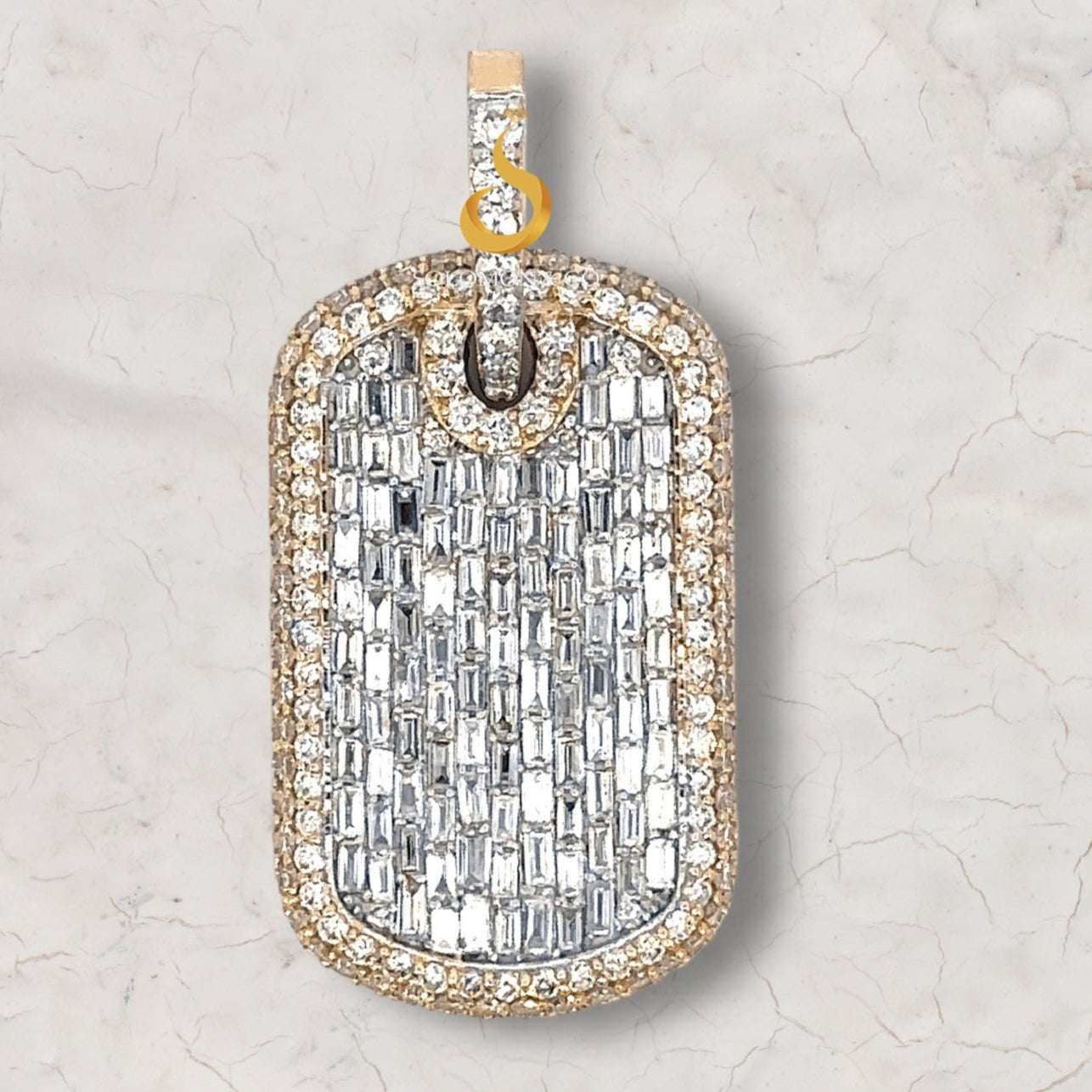 Iced Out Small Dog Tag Diamond Pendant First