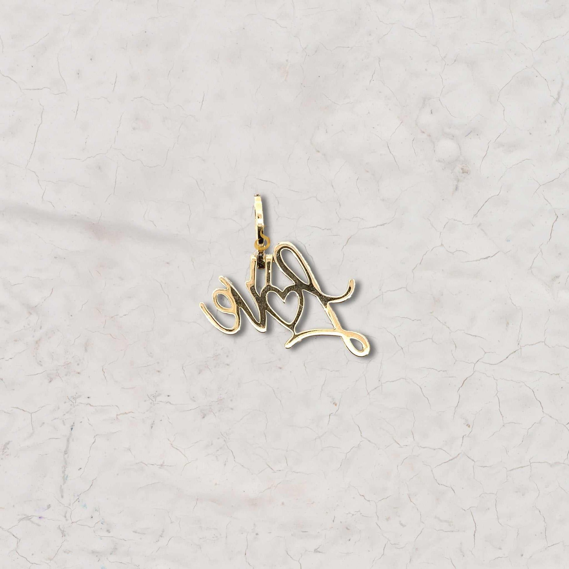 14K Gold Personalized Nameplate Diamond Pendant Second
