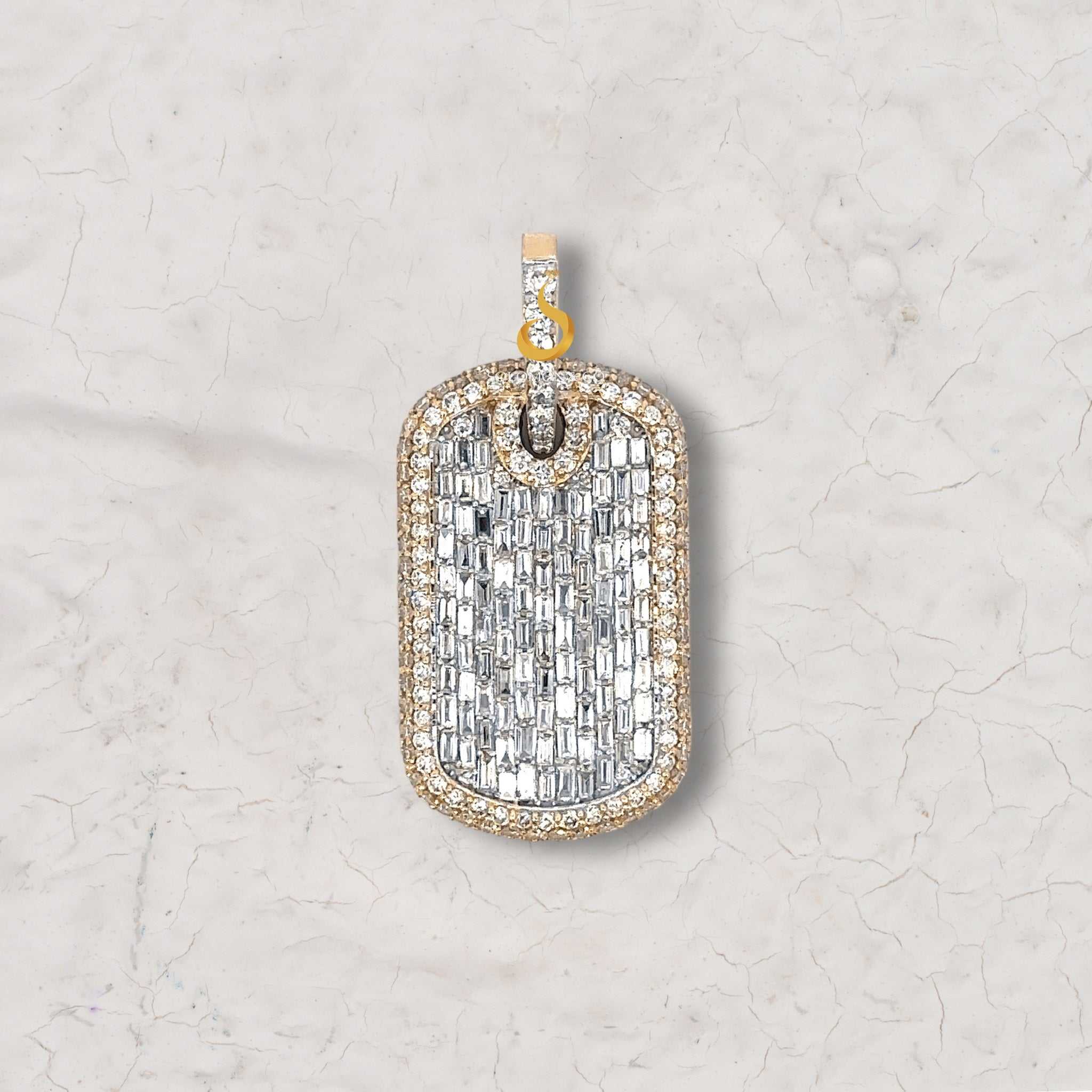 Iced Out Small Dog Tag Diamond Pendant Third