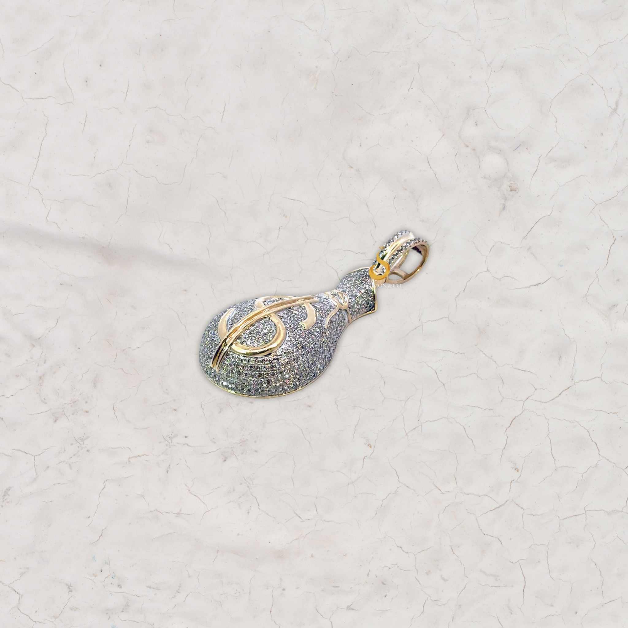 Iced Out Mens Money Bag Diamond Pendant